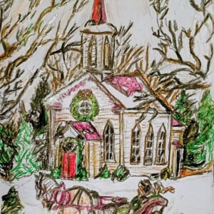 Original Holiday Christmas New Year Old Memphis Tennessee Church Winterland GG - 9" x 11" Crayon