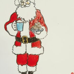 Original Holiday Christmas New Year Santa Praising Sweet Jesus On An Important Day Of Peace & Blessings GG - 9" x 11" Colored Pencil & Crayon