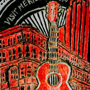 Original Meridian MSU Riley Center Lit During Christmas New Year Holiday Music Winter Fest GG - 9" x 11" Crayon