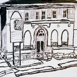 Original Meridian Mississippi Museum Of Art In Spirit Of Jesus GG - 11" x 14" Black & White Canvas Painting & Pencil