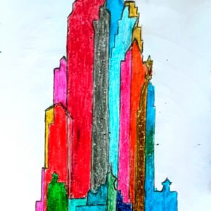 Original City Skyline Philadelphia In Christmas New Year Gracefulness GG - 9" x 11" Crayon