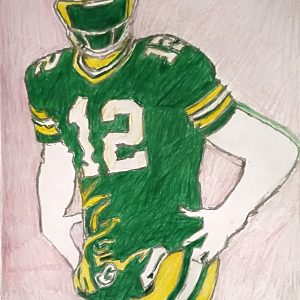 Original Green Bay Quarterback Aaron Rodgers 2 GG - 9" x 11" Colored Pencil