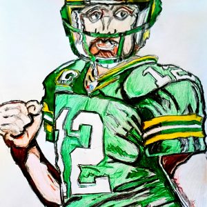 Original Green Bay Quarterback Aaron Rodgers GG - 9" x 11" Colored Pencil