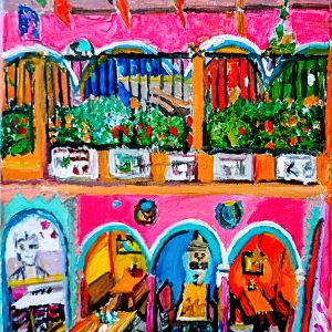Original Meridian MS Rigos Maria's Mexican Food Inside Area 2 GG - 11" x 14" Canvas Painting