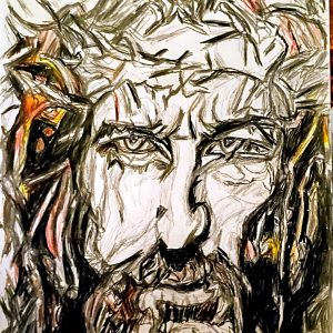 Original Praising Grateful Jesus In Grace GG - 9" x 11" Colored Pencil