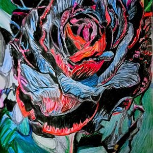 Original Winter Holiday Rose GG - 9" x 11" Colored Pencil