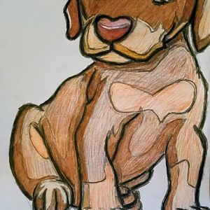 Original Adorable Small Cute Doberman GG - 9" x 11" Colored Pencil