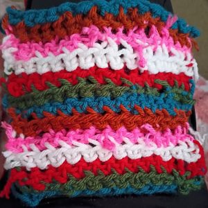 Original Artist GREGORY GG Crocheted Holiday Winter Christmas New Year Coaster 5 GG - Regular Square Size