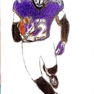Original Baltimore Ravens & Alabama Quarterback Derrick Henry GG - 9" x 12" Canvas Colored Pencil & Charcoal