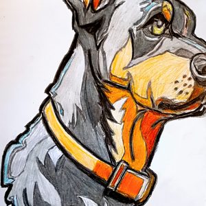 Original Cute Adorable Doberman 3 GG - 8" x 10" Card Bord Colored Pencil