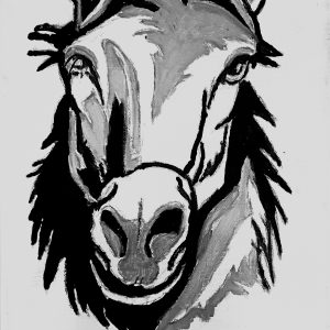 Original Cute Donkey GG - 8" x 10" Black & White Canvas Painting