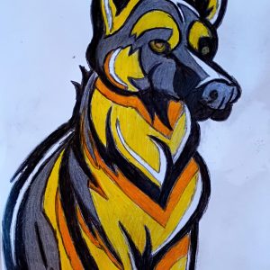 Original Cute Colorful German Shepherd GG - 9" x 11" Colored Pencil
