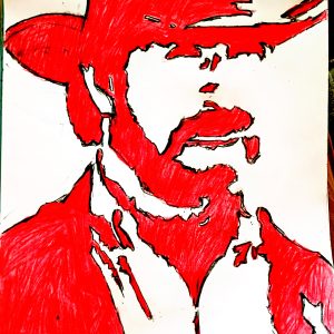 Original Actor Chuck Norris In Autumn Scarlet I Believe GG - 9" x 11" Colored Pencil
