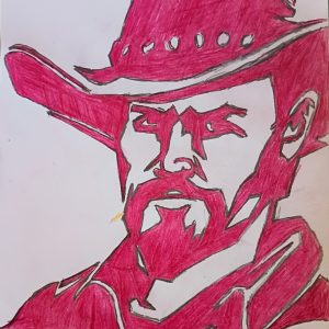 Original Actor Clint Eastwood Burgundy Autumn Live Action GG - 9" x 11" Colored Pencil