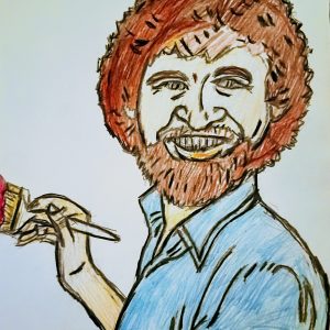 Original Artist Bob Ross In Artist Mode GG - 9" x 11" Colored Pencil