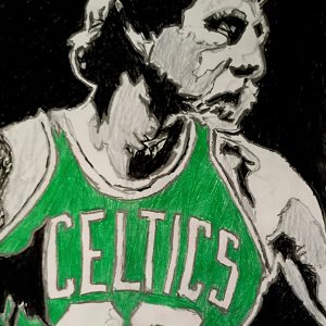 Original Boston Celtics Basketball Champion Larry Bird GG - 8.5" x 10" Colored Pencil