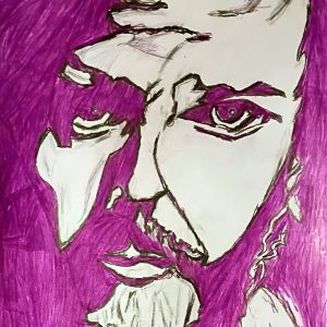 Original Singer Songwriter Gordon Lightfoot In Autumn Lavender Purple GG - 9" x 11" Colored Pencil