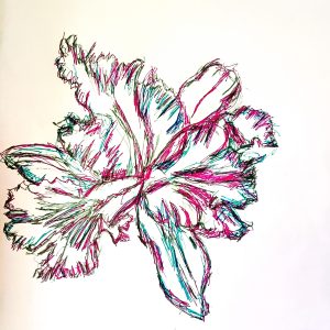 Autumn Purple & Teal Orchid GG - 9" x 12" Colored Art Pen