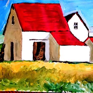Original Artist GREGORY GG'S Autumn WYOMING Country Barn Scene - 9" x 12" Painting