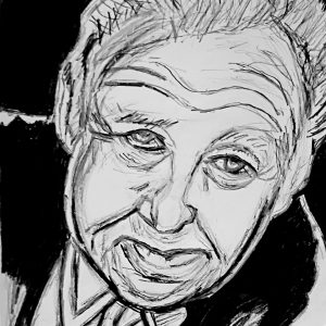 Original Black & White Actor Archie Bunker GG - 9" x 11" Black & White Charcoal